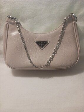 Excellent Condition JIPIN-JIPING Bone Color Shoulder Bag With Metal Chain Strap